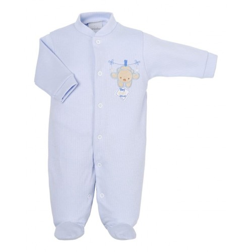 Babygrow - Baby - Basic - cotton sleepsuit - ribbed blue - hanging on pegs tiny bear - last item -45% off clearance SALE
